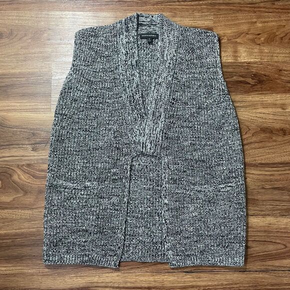 Banana Republic Cardigan Wool Open Front Sleeveless Gray Sweater Women's Size M - Picture 1 of 9